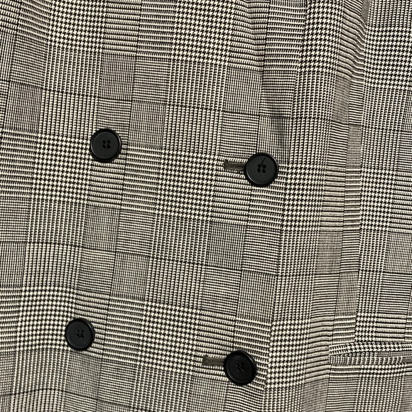 Anne Klein Blazer Jacket 14 Double Breasted Hounds Tooth Black White Pockets - Picture 6 of 15